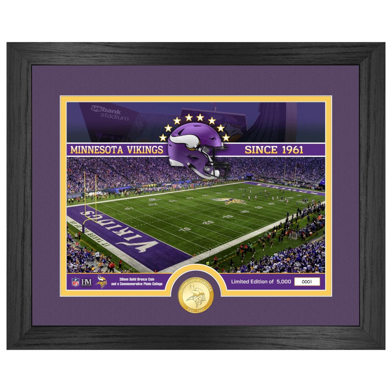 Minnesota Vikings NFL Stadion Golden Coin Bild 40x33cm von Highland Mint