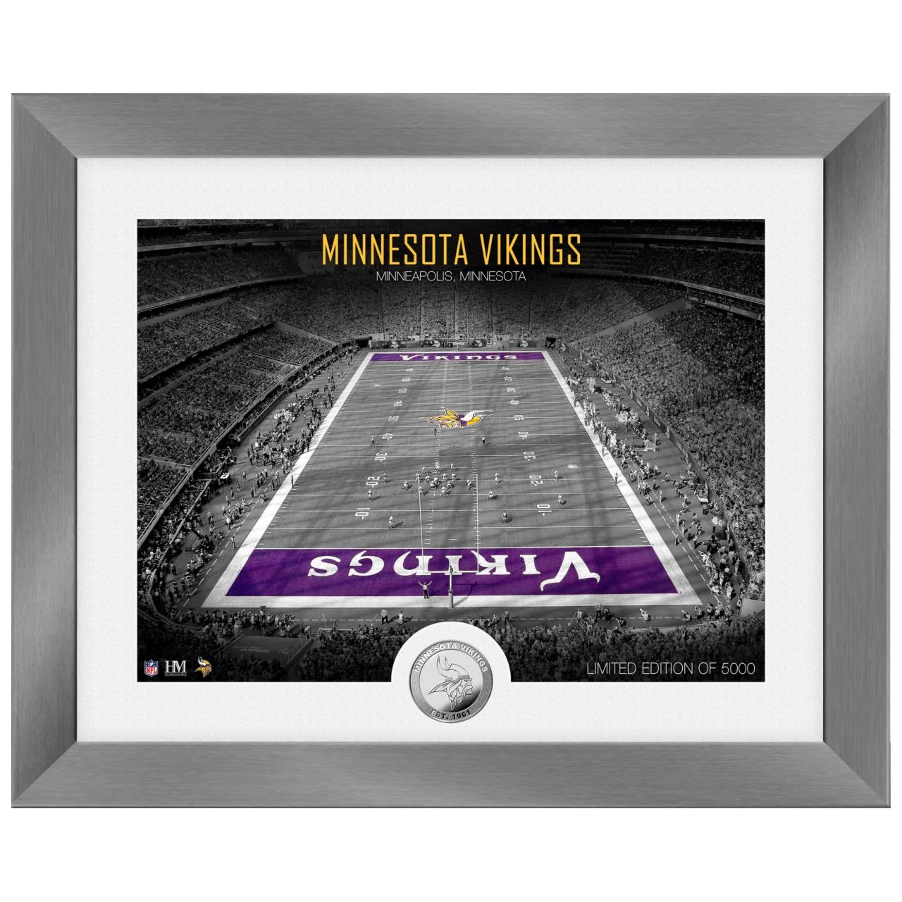 Minnesota Vikings NFL Stadion Silber Coin Bild 40x33cm von Highland Mint