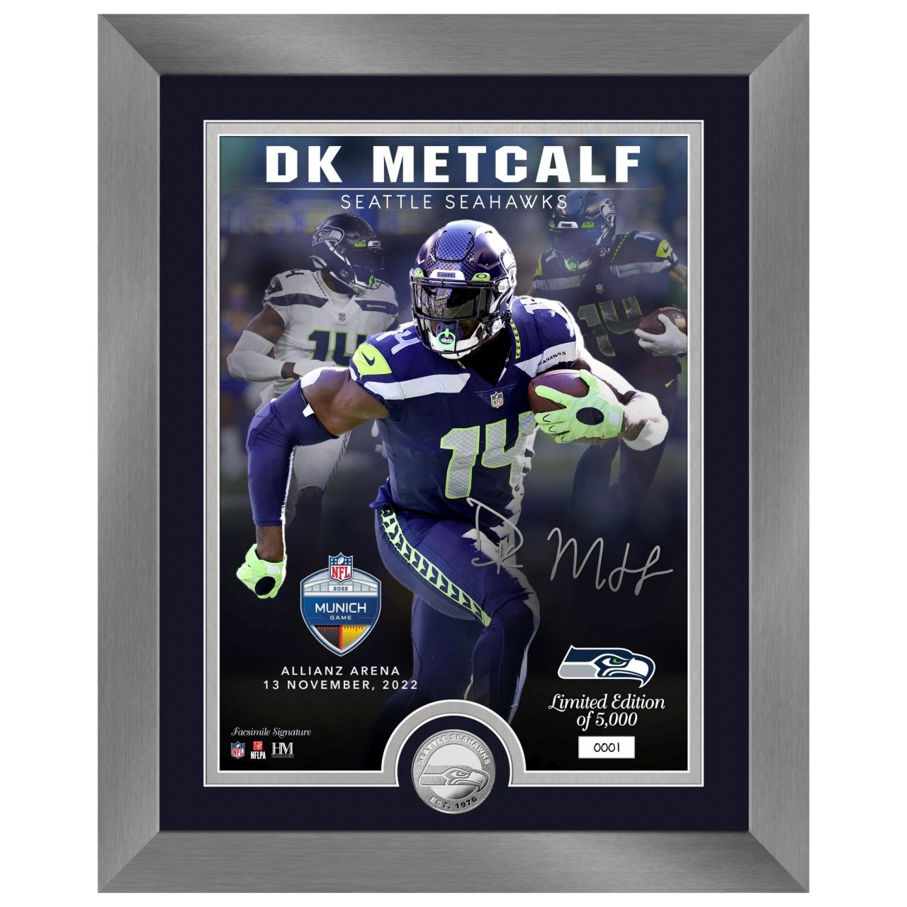 NFL Game Munich Seattle Seahawks DK Metcalf Coin Bild von Highland Mint