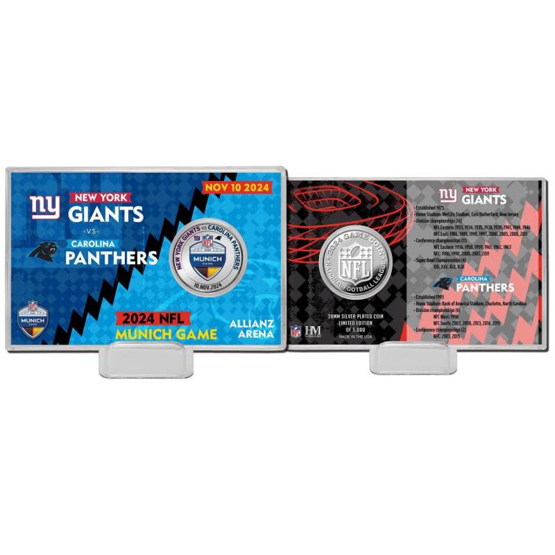 NFL MUNICH GAME Silver Coin Card NY Giants Carolina Panthers von Highland Mint