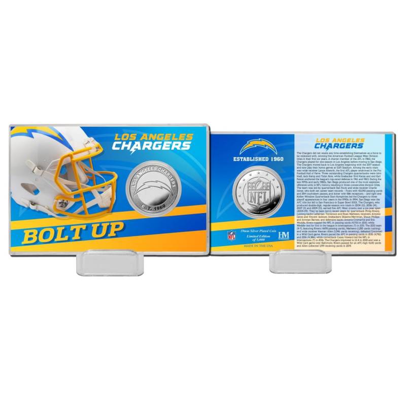 NFL Team History Silver Coin Card - Los Angeles Chargers von Highland Mint