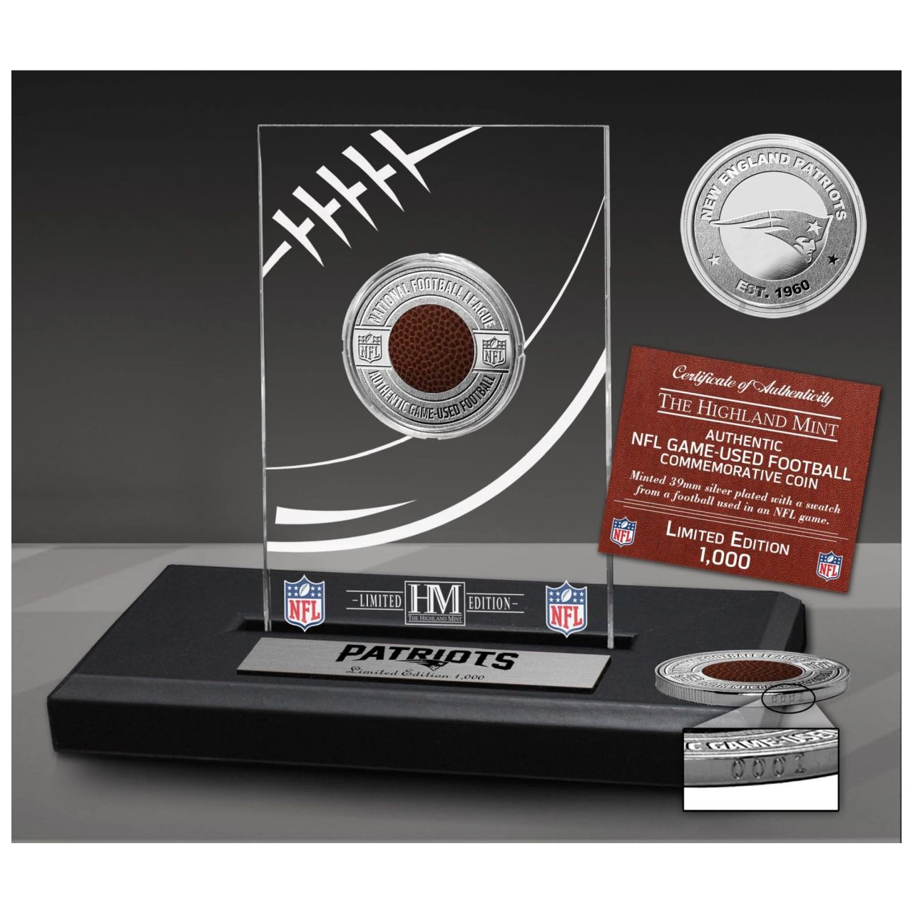 New England Patriots NFL Game Used Coin Display von Highland Mint