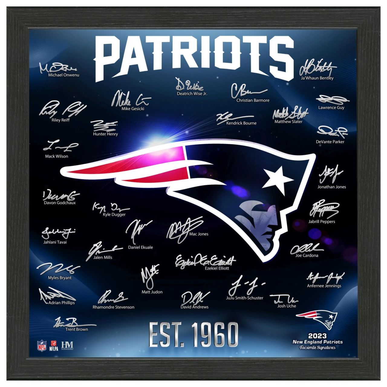 New England Patriots NFL Signature Logo Bild 33x33cm von Highland Mint