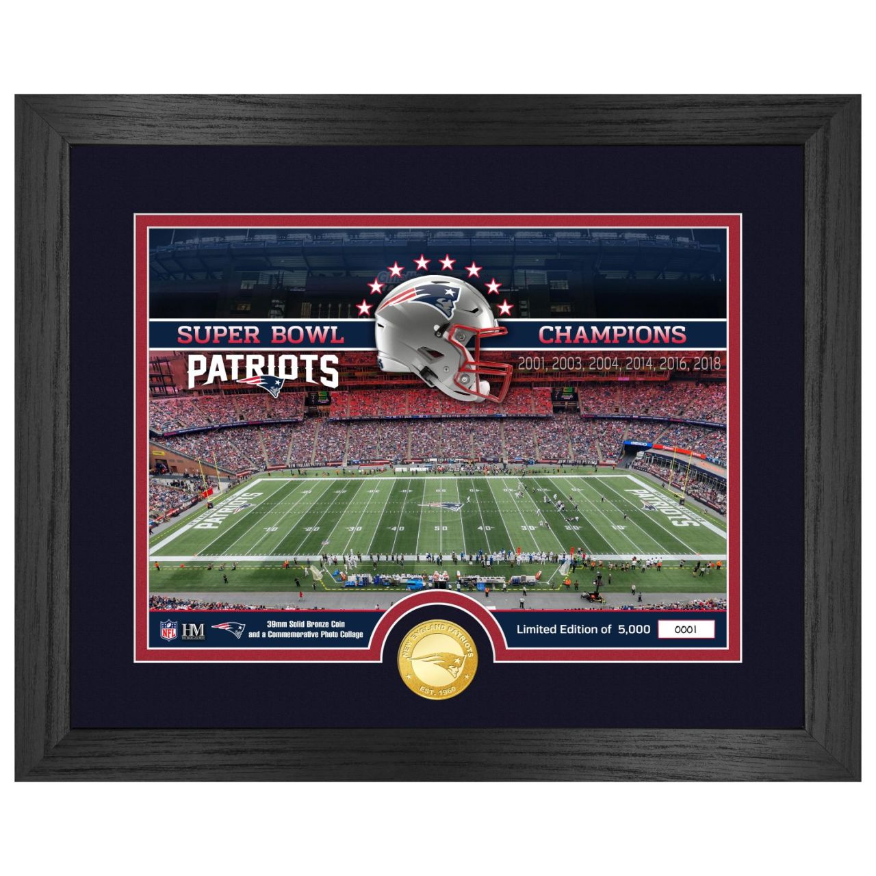 New England Patriots NFL Stadion Golden Coin Bild 40x33cm von Highland Mint