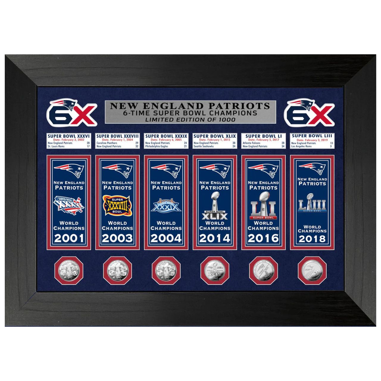 New England Patriots Super Bowl Deluxe Gold Coin Banner Bild von Highland Mint