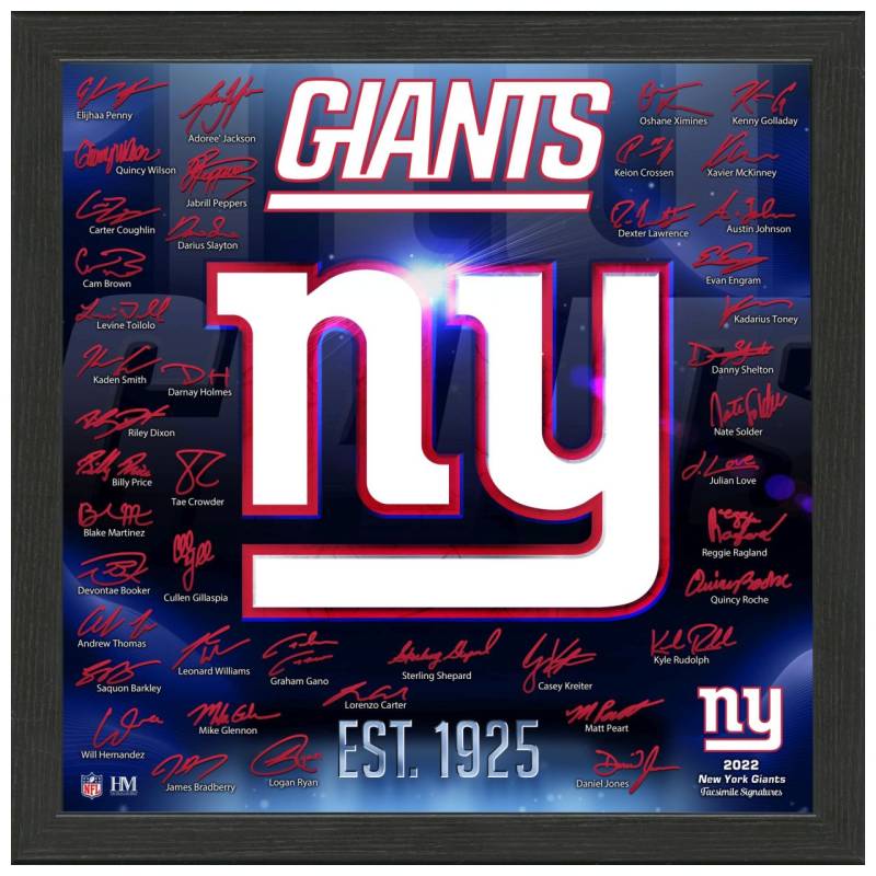 New York Giants NFL Signature Logo Bild 33x33cm von Highland Mint