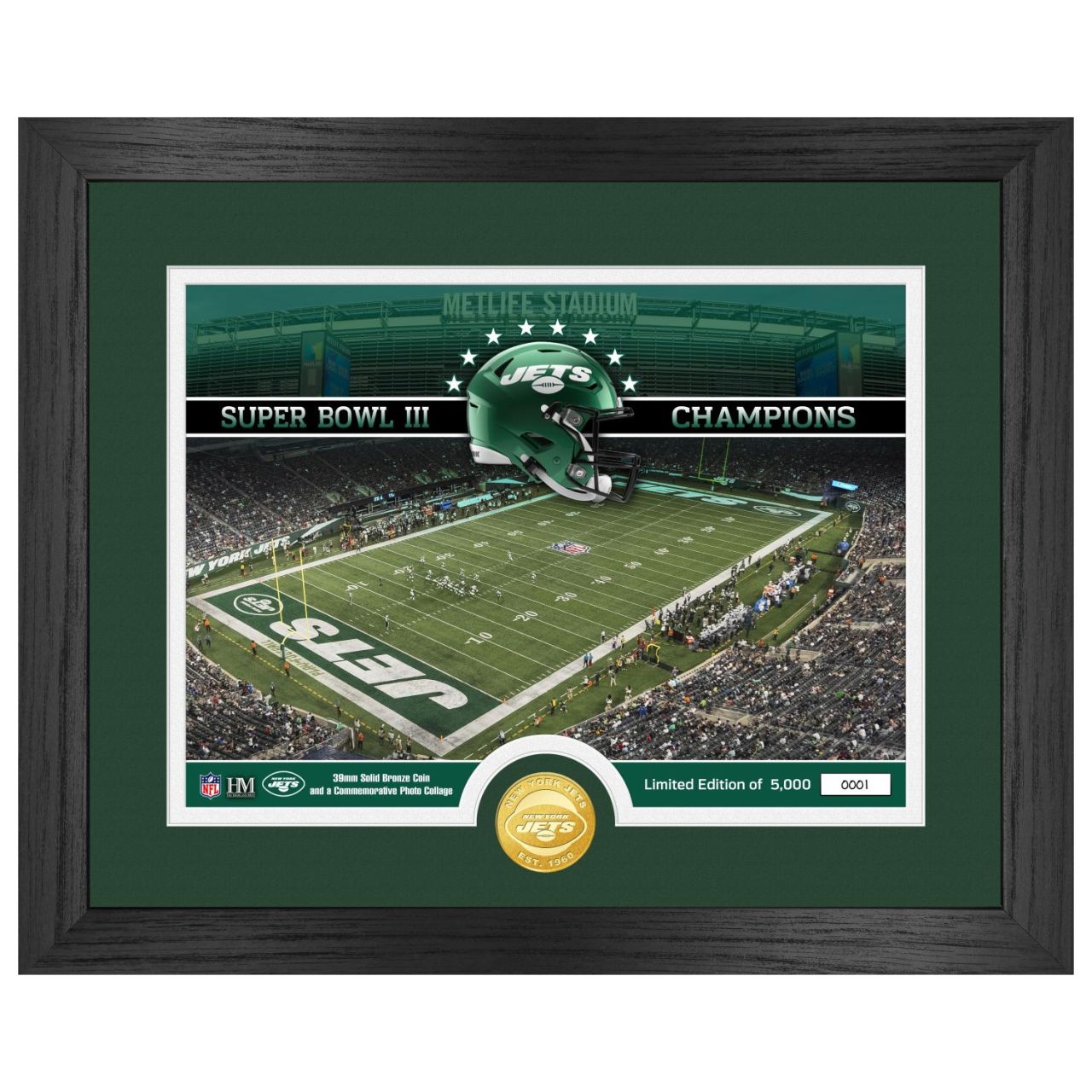 New York Jets NFL Stadion Golden Coin Bild 40x33cm von Highland Mint