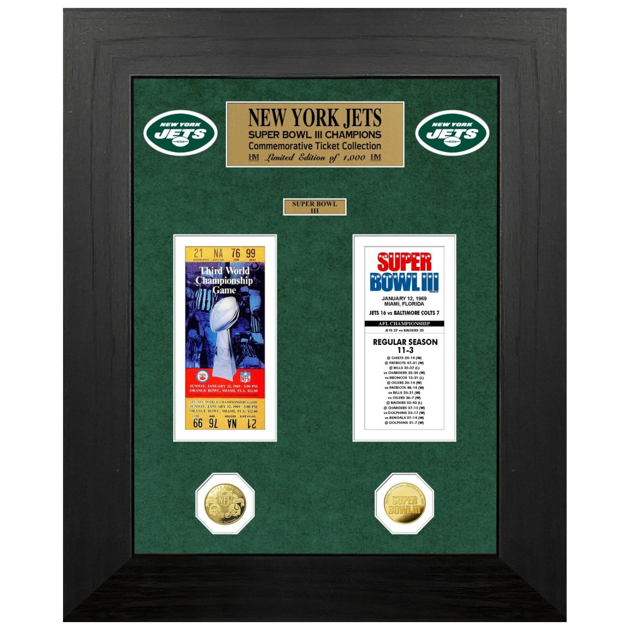 New York Jets Super Bowl Championship Ticket Coin Bild von Highland Mint