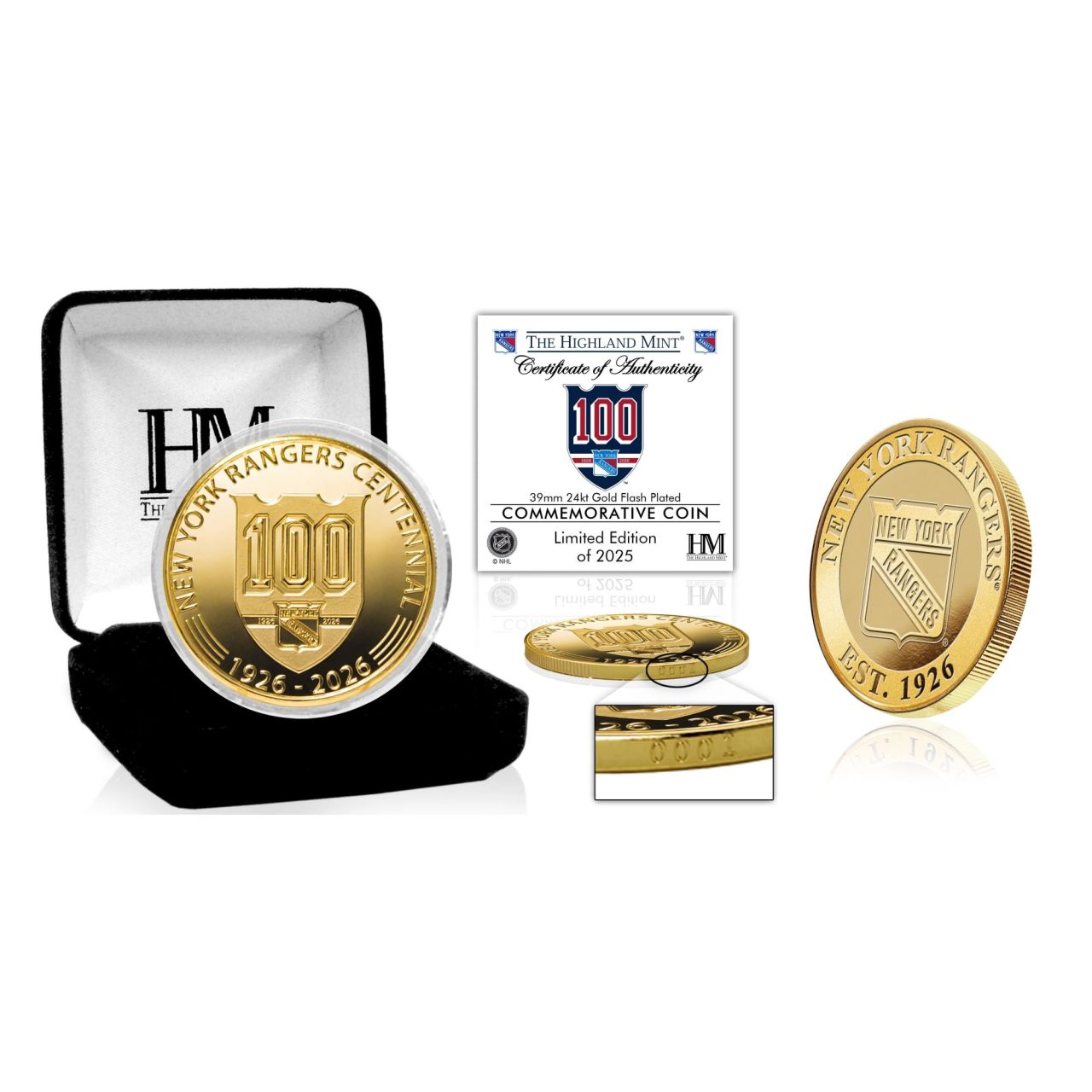 New York Rangers NHL 100th Anniversary Coin (39mm) Münze von Highland Mint