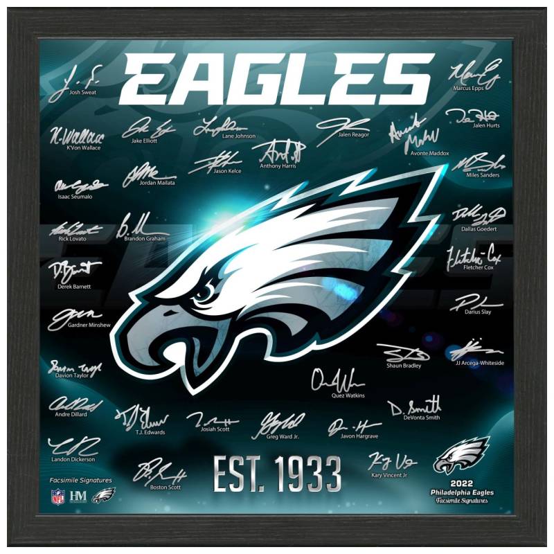 Philadelphia Eagles NFL Signature Logo Bild 33x33cm von Highland Mint