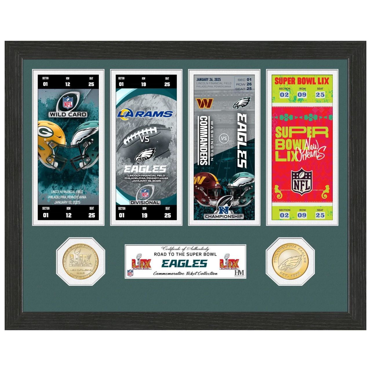 Philadelphia Eagles Road to Super Bowl LIX Ticket Coin Bild von Highland Mint