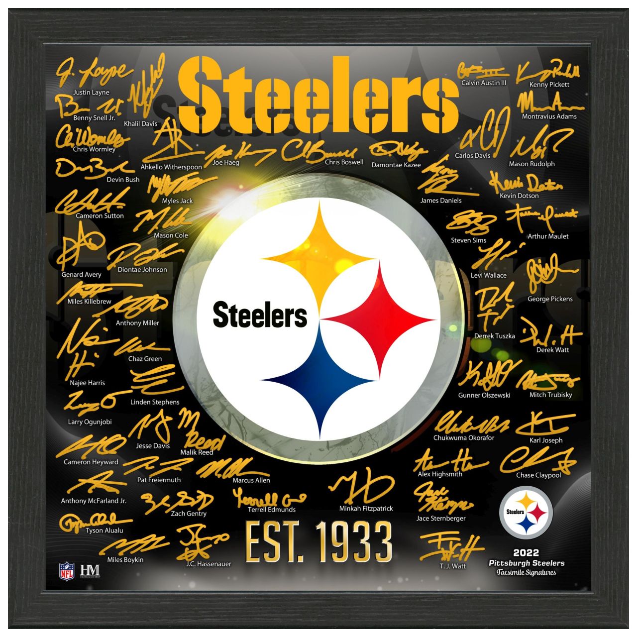 Pittsburgh Steelers NFL Signature Logo Bild 33x33cm von Highland Mint