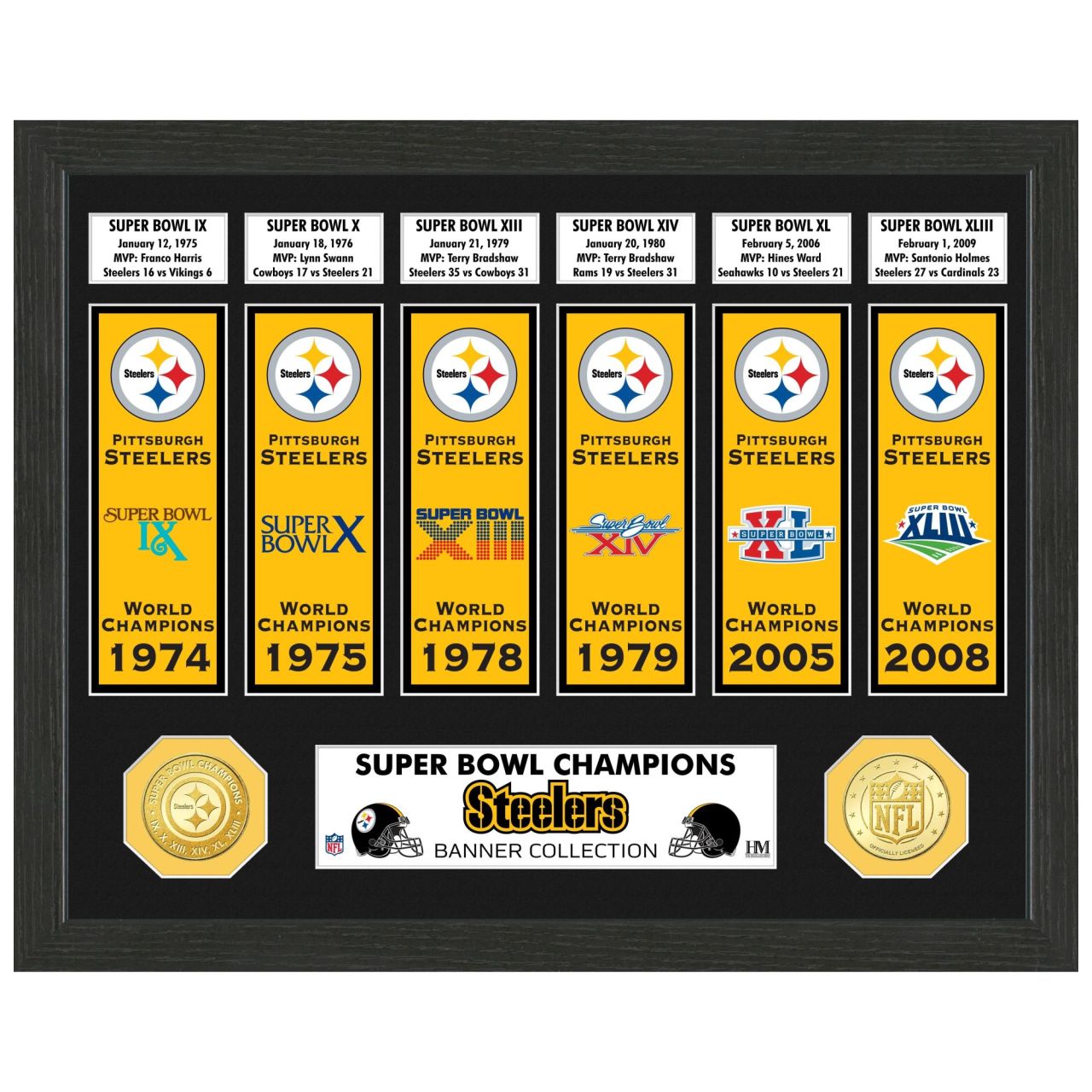 Pittsburgh Steelers Super Bowl Gold Coin Banner Bild von Highland Mint