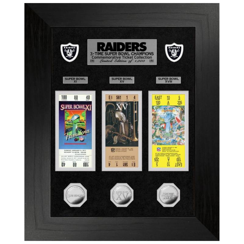 Raiders 3-Time Super Bowl Champions Coin Ticket Bild von Highland Mint