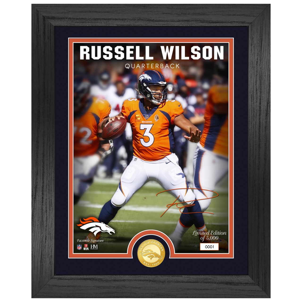 Russell Wilson Denver Broncos NFL Signature Coin Bild von Highland Mint