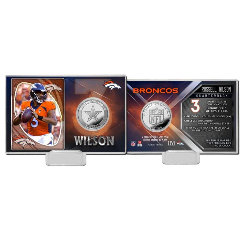Russell Wilson Denver Broncos NFL Silver Coin Card von Highland Mint