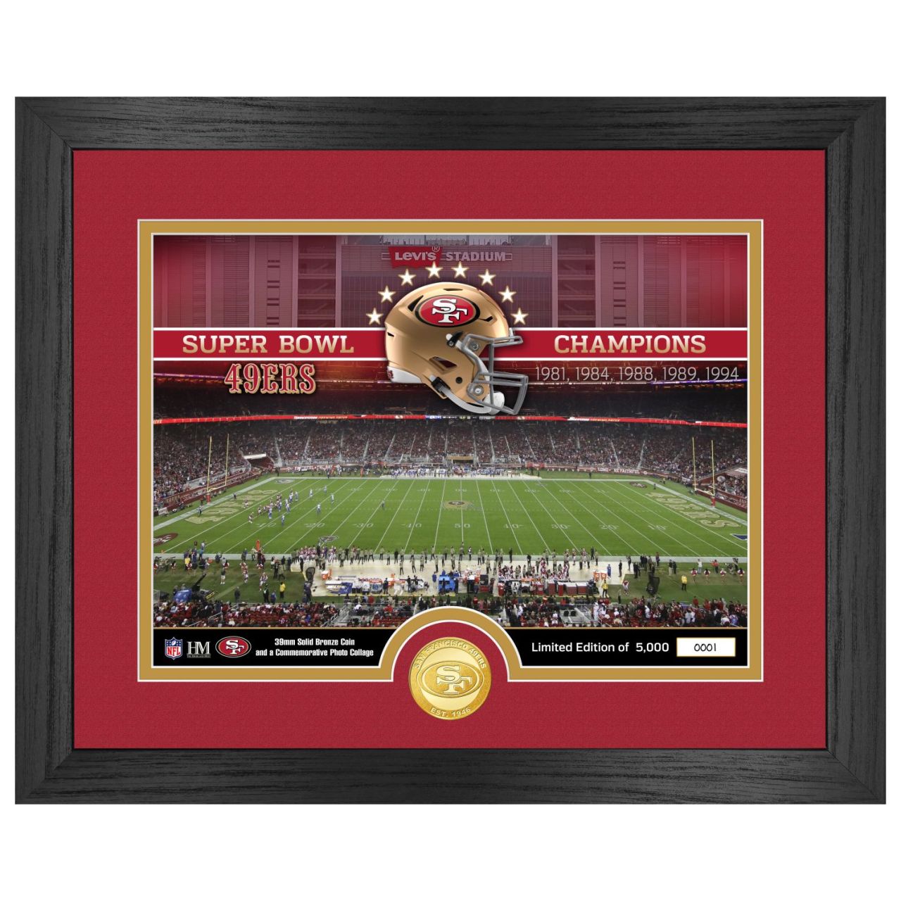 San Francisco 49ers NFL Stadion Golden Coin Bild 40x33cm von Highland Mint