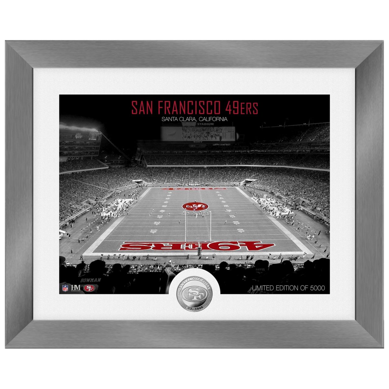 San Francisico 49ers NFL Stadion Silber Coin Bild 40x33cm von Highland Mint