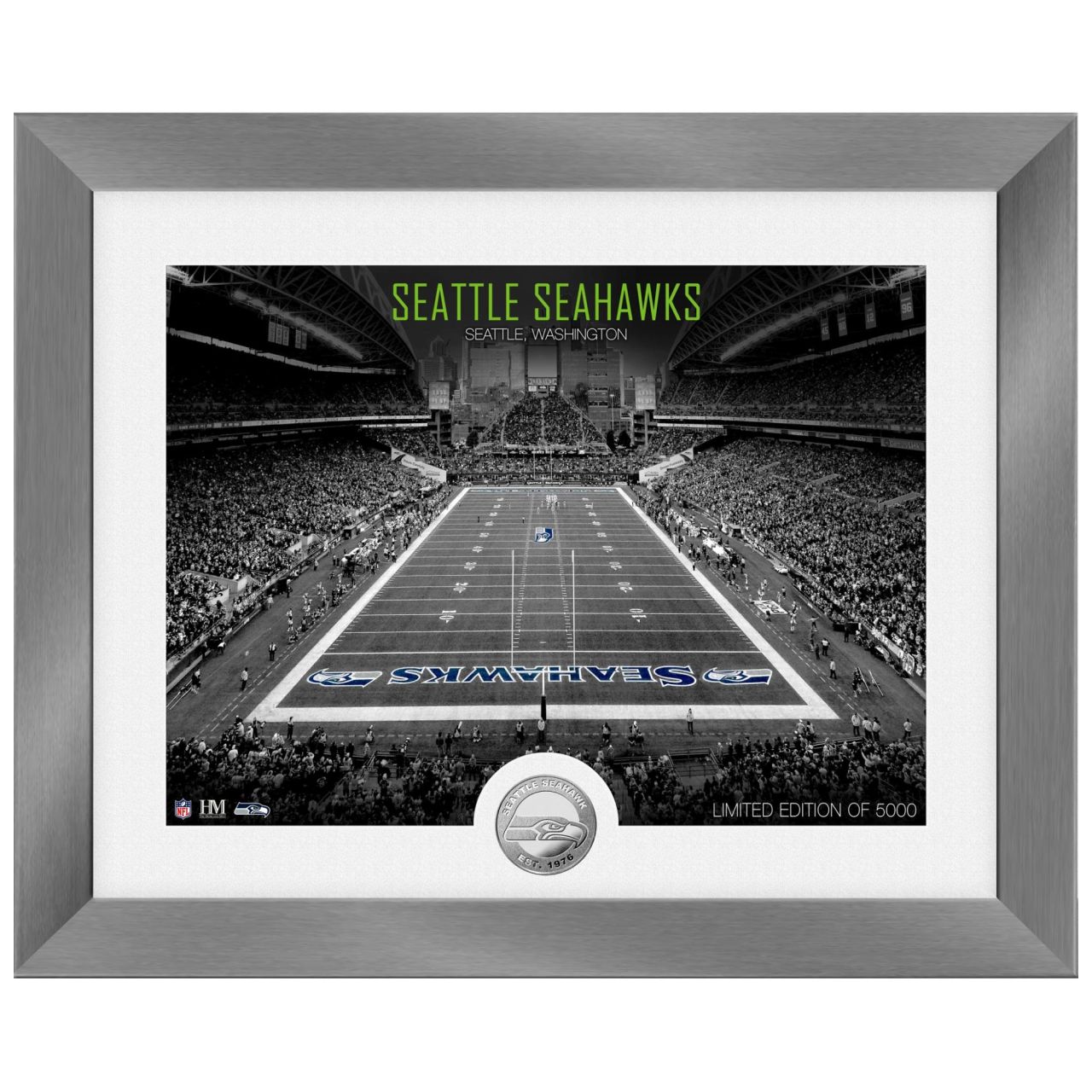 Seattle Seahawks NFL Stadion Silber Coin Bild 40x33cm von Highland Mint