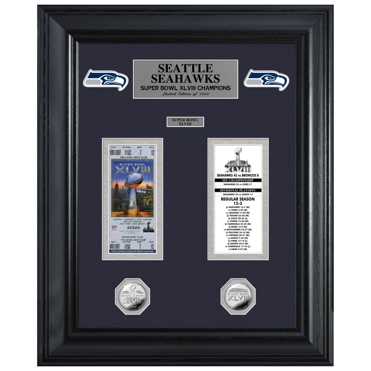 Seattle Seahawks Super Bowl Championship Ticket Coin Bild von Highland Mint