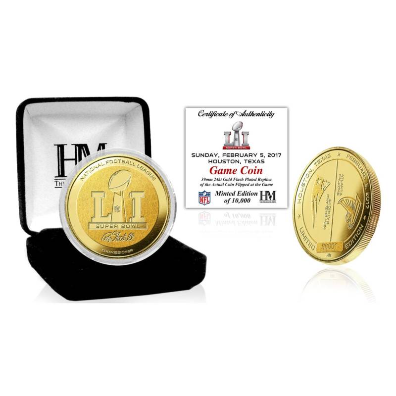 Super Bowl LI Gold Flip Coin NFL Münze 39mm, vergoldet Super Bowl LI Gold Flip Coin NFL Münze 39mm, vergoldet von Highland Mint