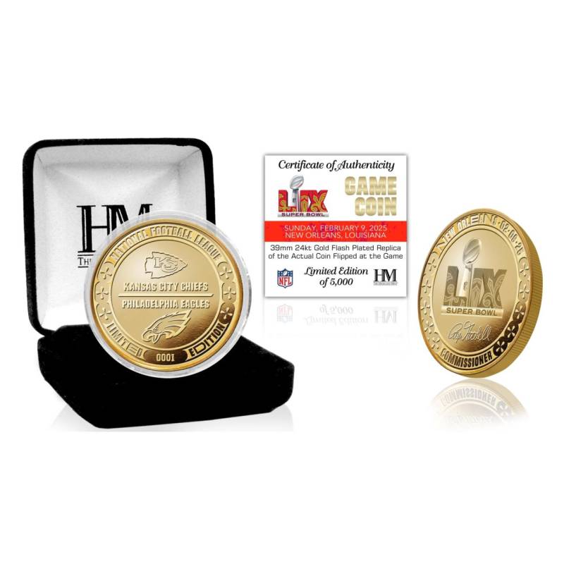 Super Bowl LIX Chiefs vs Eagles Gold Mint Flip Coin Münze von Highland Mint