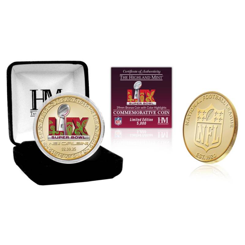 Super Bowl LIX New Orleans Gold Flip Coin NFL Münze 39mm von Highland Mint