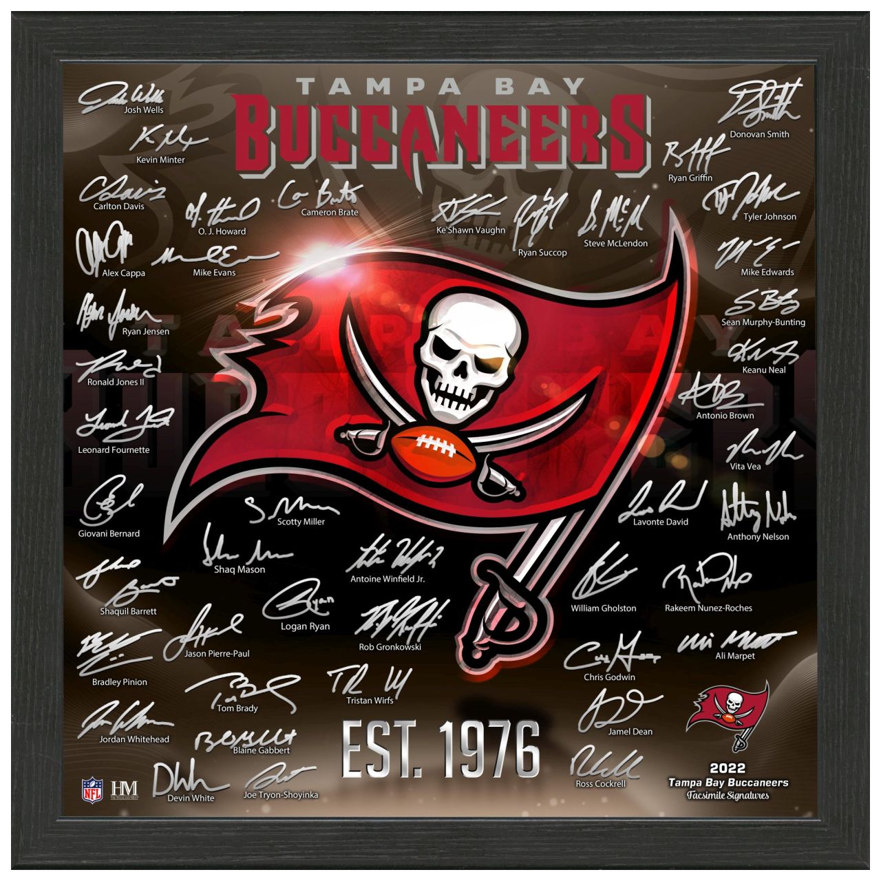 Tampa Bay Buccaneers NFL Signature Logo Bild 33x33cm von Highland Mint