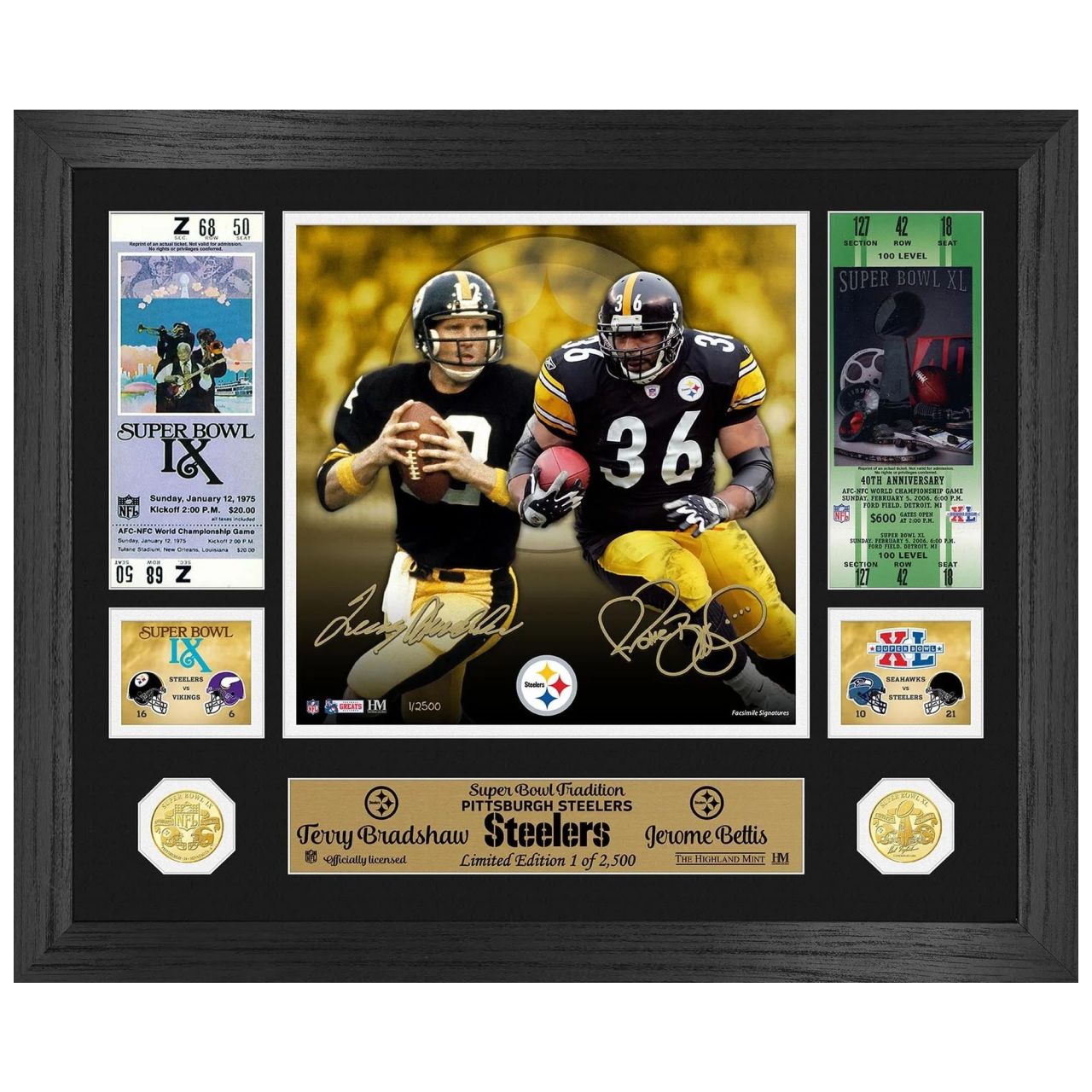 Terry Bradshaw Jerome Bettis Super Bowl Coin Bild von Highland Mint