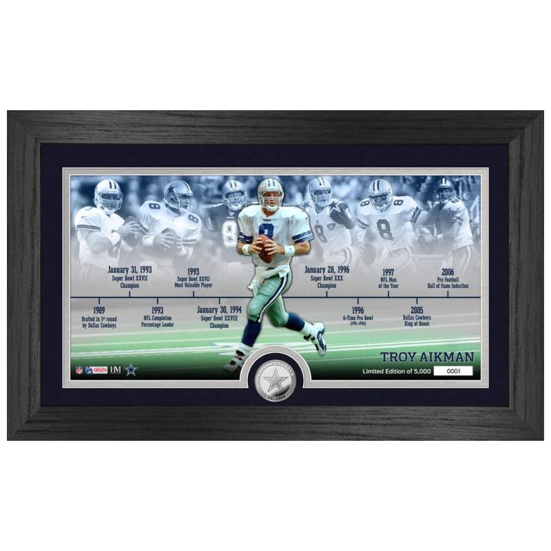 Troy Aikman Cowboys Career Timeline Coin Panorama Bild von Highland Mint