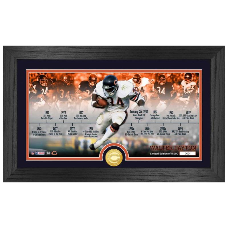 Walter Payton Chicago Bears Timeline Panorama Coin Bild von Highland Mint