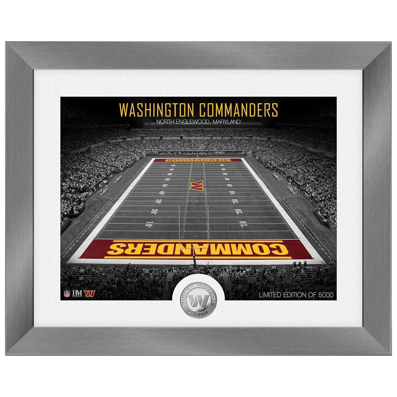 Washington Commanders NFL Stadion Silber Coin Bild 40x33cm von Highland Mint