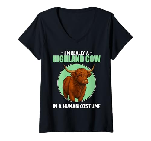 Damen Highland-Rinder Highland-Rind T-Shirt mit V-Ausschnitt Damen Highland-Rinder Highland-Rind T-Shirt mit V-Ausschnitt von Highland-Rinder Highland-Rind Tier Shop