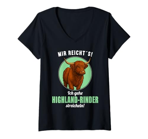 Damen Highland-Rinder Highland-Rind T-Shirt mit V-Ausschnitt Damen Highland-Rinder Highland-Rind T-Shirt mit V-Ausschnitt von Highland-Rinder Highland-Rind Tier Shop
