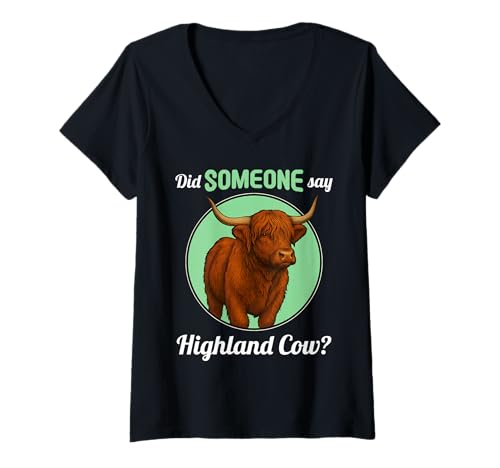 Damen Highland-Rinder Highland-Rind T-Shirt mit V-Ausschnitt Damen Highland-Rinder Highland-Rind T-Shirt mit V-Ausschnitt von Highland-Rinder Highland-Rind Tier Shop