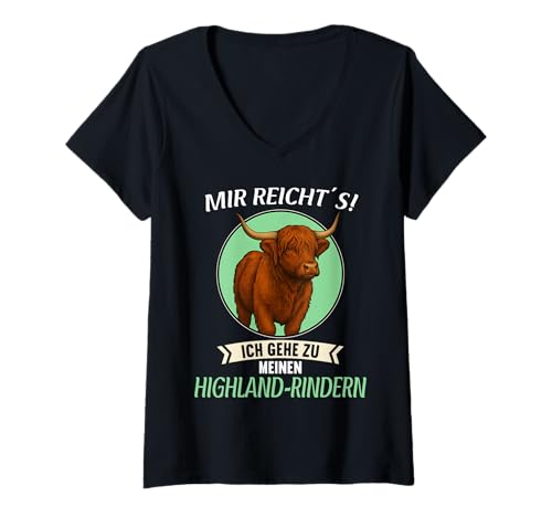Damen Highland-Rinder Highland-Rind T-Shirt mit V-Ausschnitt Damen Highland-Rinder Highland-Rind T-Shirt mit V-Ausschnitt von Highland-Rinder Highland-Rind Tier Shop