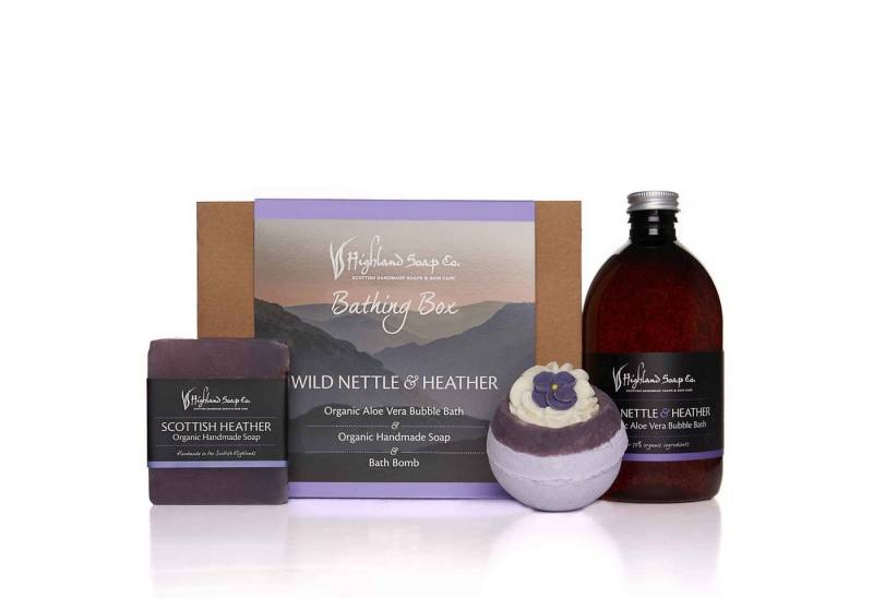 Highland Soaps Co. Hautpflege-Set Highland Soap Geschenkset Badebox Wild Nettle & Heather von Highland Soaps Co.