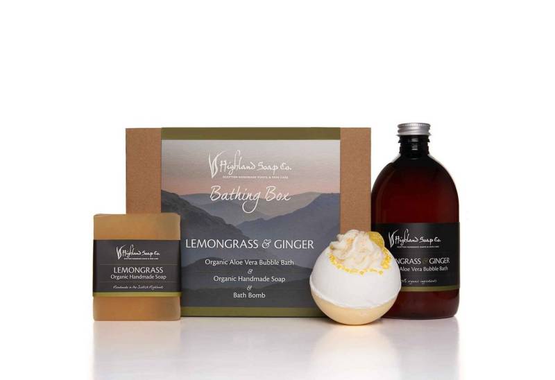 Highland Soaps Co. Hautpflege-Set Highland Soap Geschenkset Badebox Lemongrass & Ginger von Highland Soaps Co.