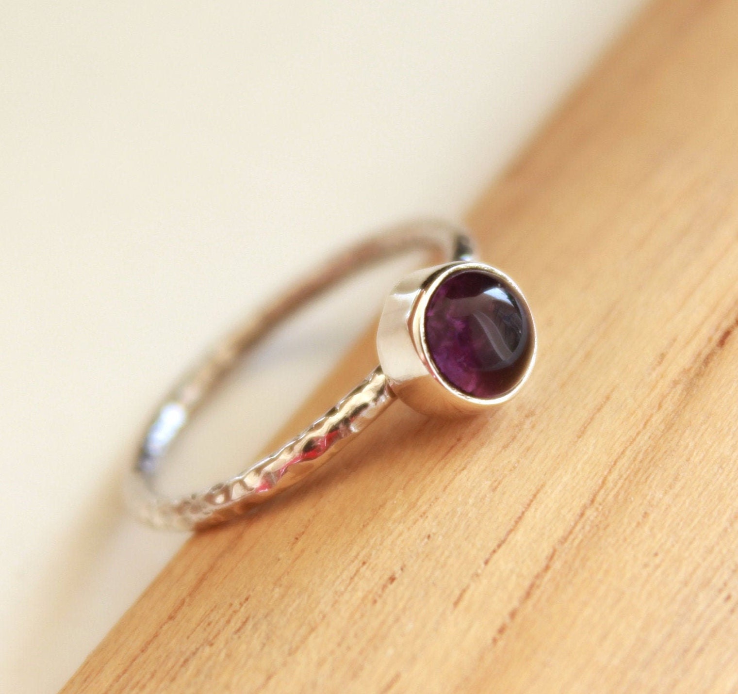 Echter Amethyst Ring | Silberring Ring| Für Frauen Boho Hippie Lila Stein Rohstein von HighlightIN