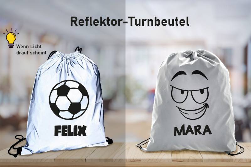 Reflektor-Turnbeutel Mit Motiv Und Eigenem Namen von HighlightMediaDE