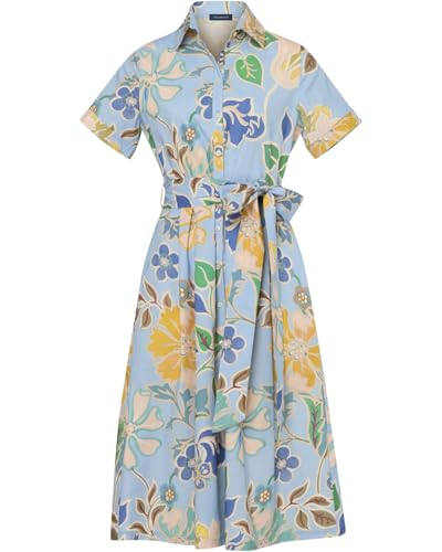 Highmoor Halbarm-Kleid mit Gürtel Bleu/Blumen 44 von Highmoor