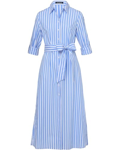 Highmoor Langes Streifen-Kleid Bleu/Weiß 42 von Highmoor