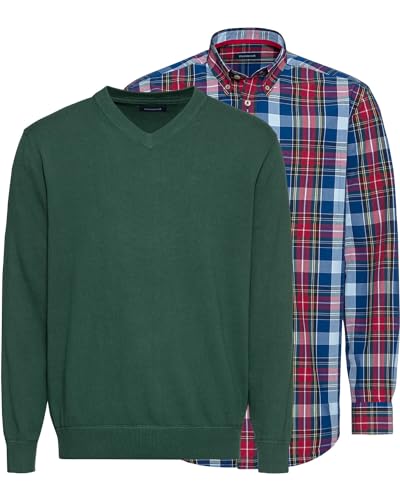 Highmoor Set: V-Pullover & Karohemd Grün XXL von Highmoor