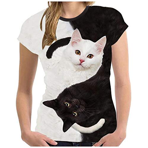 Cat Bedrucktes T-Shirt Damen Kurzarm Lose Bluse T-Shirts Damen Blusen Tops Sweatshirt Kapuzenpullover Langarmshirts Frühjahr Sommer Beste Freunde Pullover Hoodies für Frauen mit Mode Motiv von Higlles