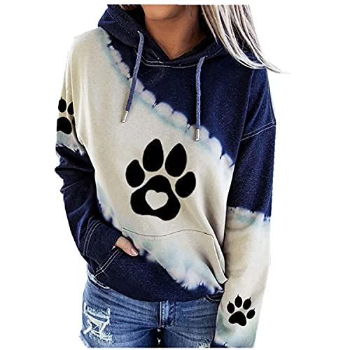 Higlles 1214 Hoodie Damen mit Kapuzen Beste Freunde Pullover Kapuzenpullover Sweatshirt Herbst Winter Langarm für Frauen Katze Motiv Hemd Damenmode Lässig Bedruckte O-Neck Tops Bluse, S von Higlles