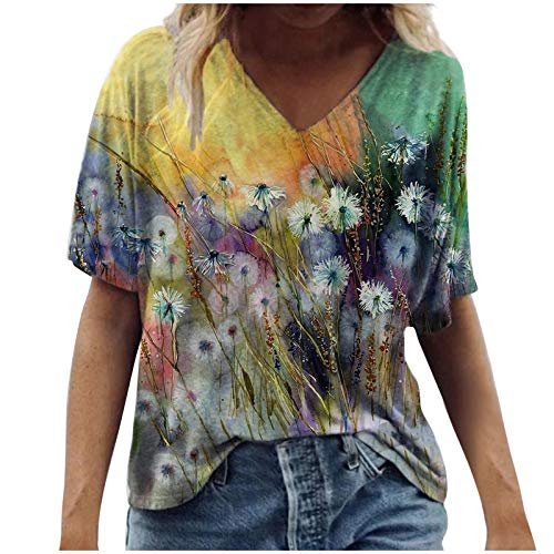 T-Shirts Damen Blusen Tops Sweatshirt Kapuzenpullover Langarmshirts Frühjahr Sommer Beste Freunde Pullover Hoodies für Frauen mit Motiv Mode Casual Plus Size Scenic Flowers Drucken Rundhals-T-Shirt von Higlles