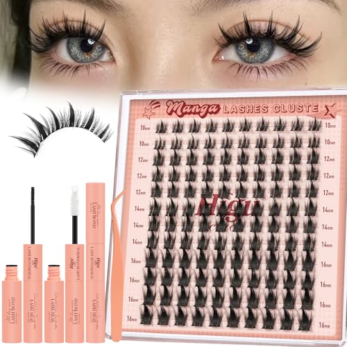 Higu clace Manga-Lashes 120 PCS Lashes Extension Set Mit Lash Kleber Entferner Wimpern Applikatoren für DIY Wimpern Extensions Set von Higu clace