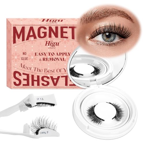 Higu clace Magnetische Wimpern, Magnet Wimpern Ohne Eyeliner,Magnetische Wimpern Natural Look, Stark Magnet Wimpern mit Applikator,Kein Kleber erforderlich Wimpern Magnetic(A) von Higu clace