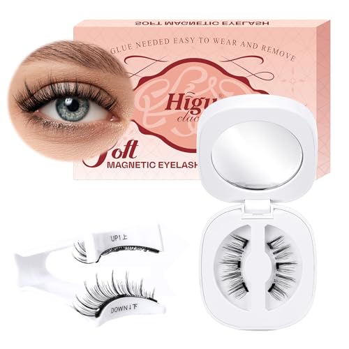 Higu clace Magnetische Wimpern, Magnet Wimpern Ohne Eyeliner,Magnetische Wimpern Natural Look, Stark Magnet Wimpern mit Applikator,Kein Kleber erforderlich Wimpern (E) von Higu clace