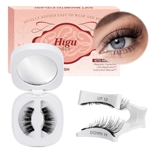 Higu clace Magnetische Wimpern, Magnet Wimpern Ohne Eyeliner,Magnetische Wimpern Natural Look, Stark Magnet Wimpern mit Applikator,Kein Kleber erforderlich Wimpern (K2) von Higu clace